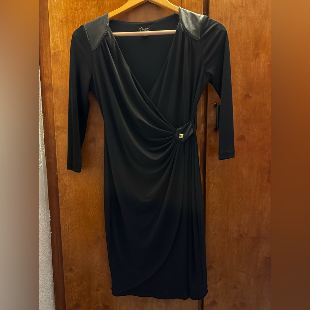 Thalia black faux Wrap Dress
